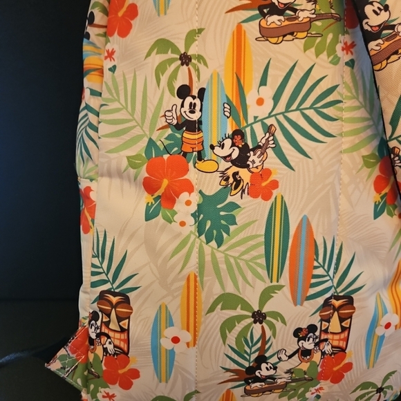 Loungefly Disney Mickey Tropical Nylon‎ Backpack Surfboards Tiki HTF RARE main image 4
